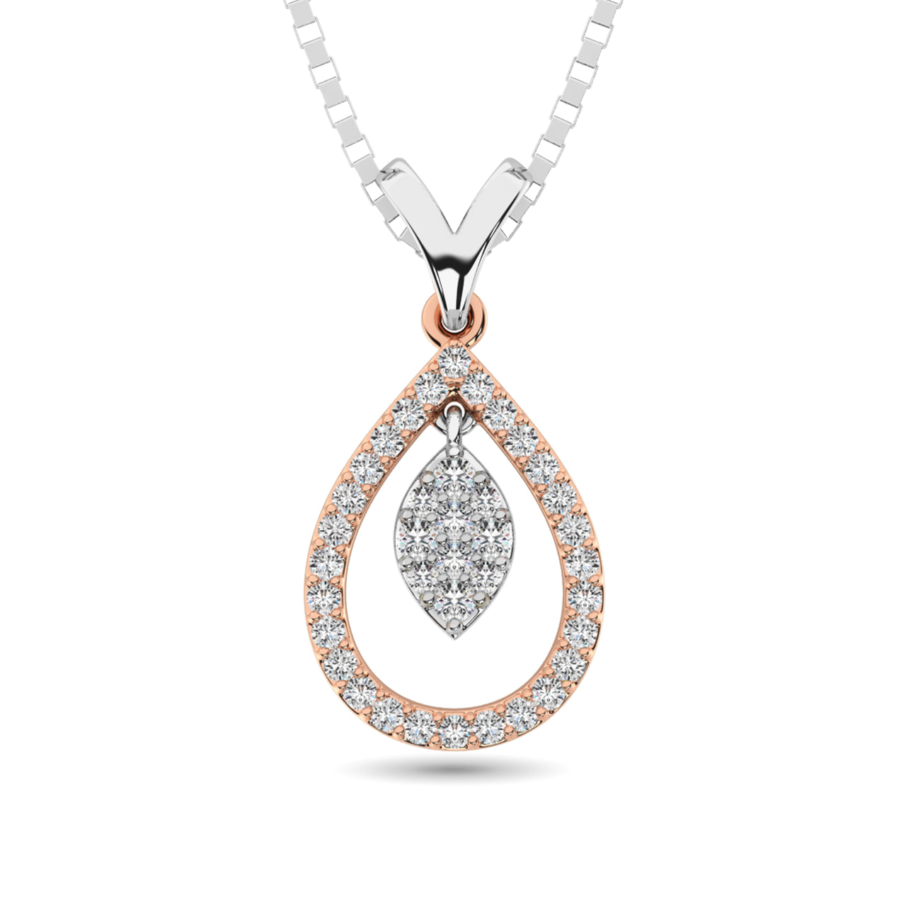 Diamond 1/5 Ct.Tw Oval Shape Pendant in 10K Rose Gold