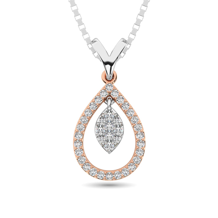 Diamond 1/5 Ct.Tw Oval Shape Pendant in 10K Rose Gold