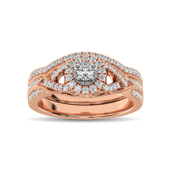 10K Rose Gold 1/2 Ct.Tw. Diamond Bridal Ring