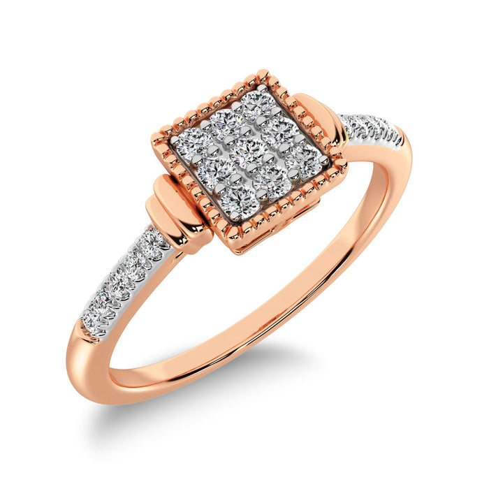 10K Rose Gold 1/6 Ctw Diamond Square Frame Ring