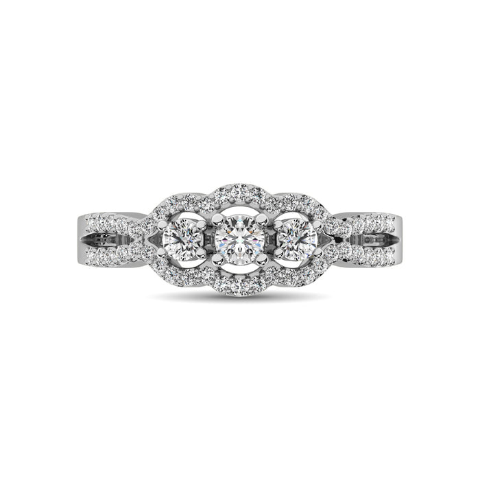 14K White Gold 1/2 Ct.Tw. Diamond Engagement Ring