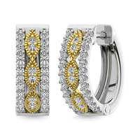 Thumbnail for Diamond 3/8 Ct.Tw. Hoop Earrings in 14K Two Tone Gold