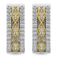 Thumbnail for Diamond 3/8 Ct.Tw. Hoop Earrings in 14K Two Tone Gold