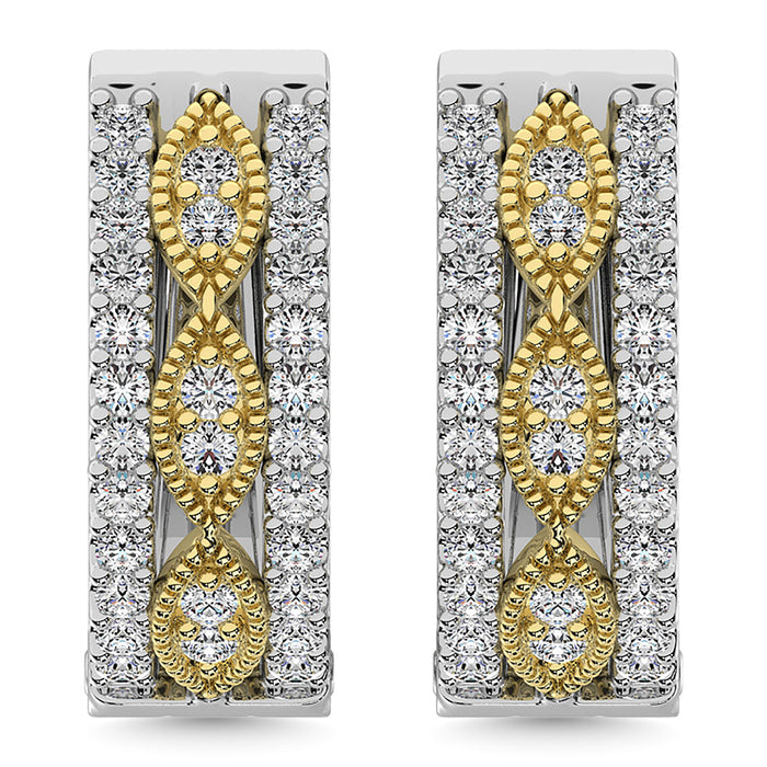 Diamond 3/8 Ct.Tw. Hoop Earrings in 14K Two Tone Gold