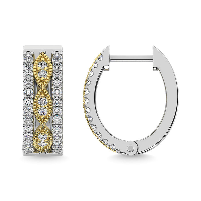 Diamond 3/8 Ct.Tw. Hoop Earrings in 14K Two Tone Gold