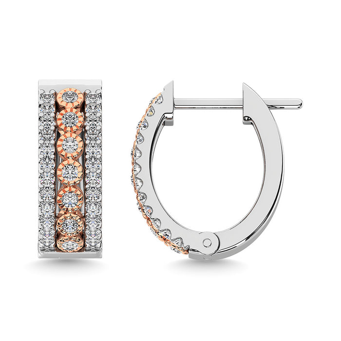 Diamond 3/8 Ct.Tw. Hoop Earrings in 14K Two Tone Gold