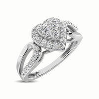 Thumbnail for 10K White Gold 1/4 Ct.Tw. Diamond Heart Engagement Ring