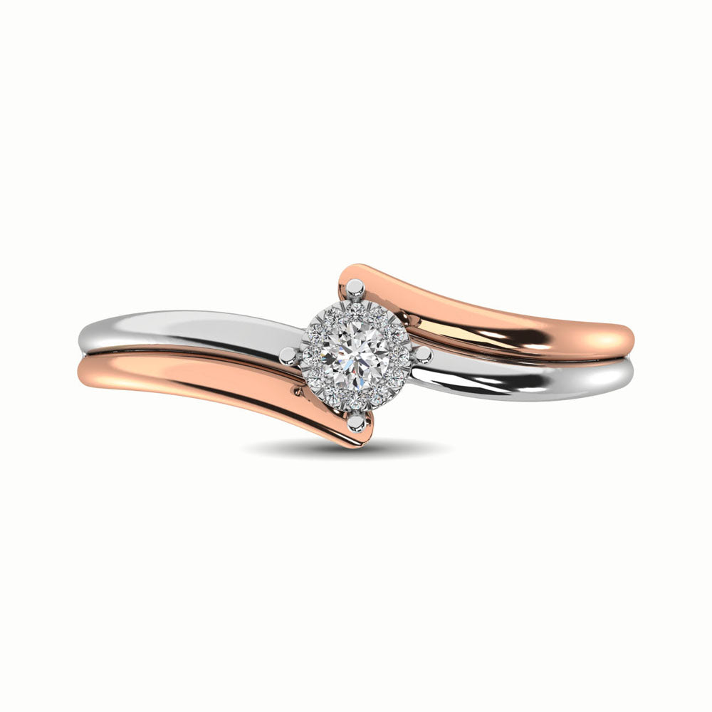 10K Two Tone 1/10 Ct.Tw. Diamond Engagement Ring