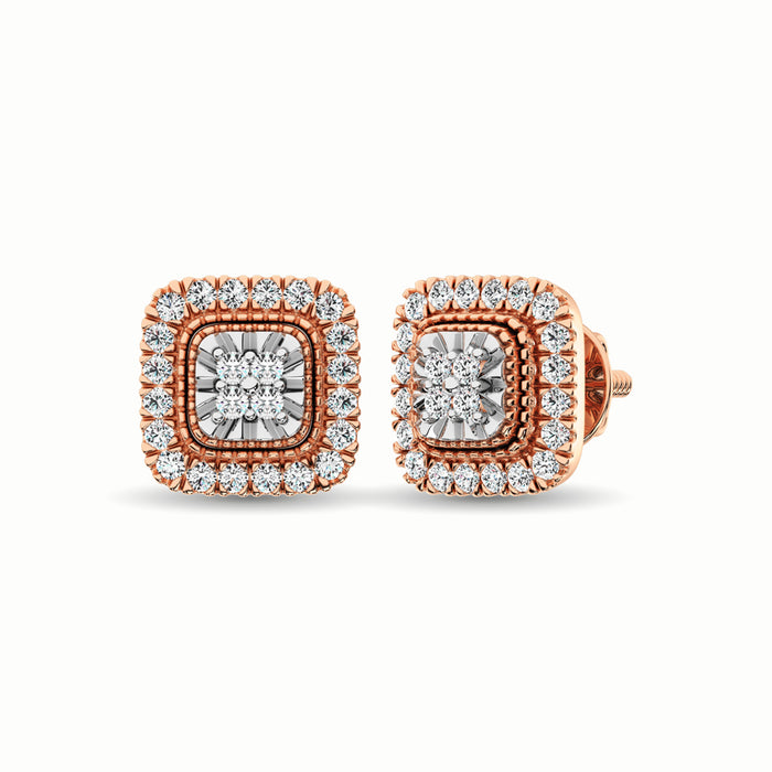 10K Rose Gold 1/3 Ct.Tw. Diamond Stud Earrings