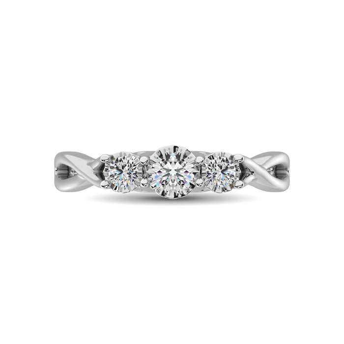 10K White Gold 1/5 Ct.Tw. Diamond Three Stone Ring