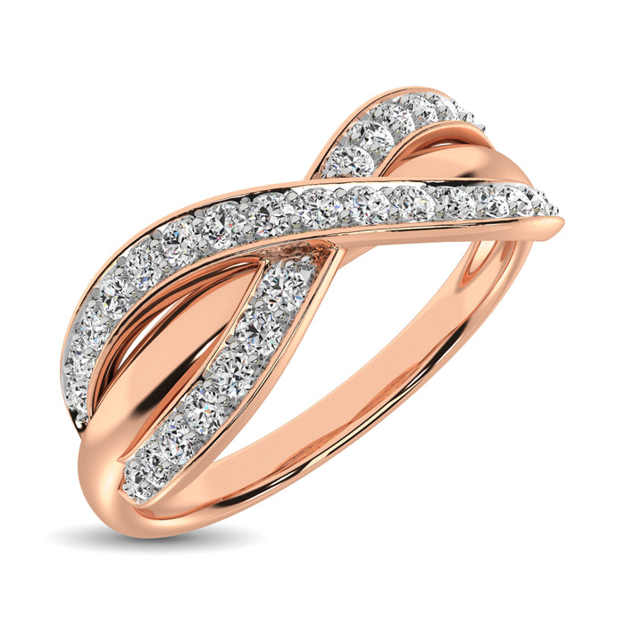 10K Rose Gold 1/4 Ct.Tw. Diamond Cross Over Ring