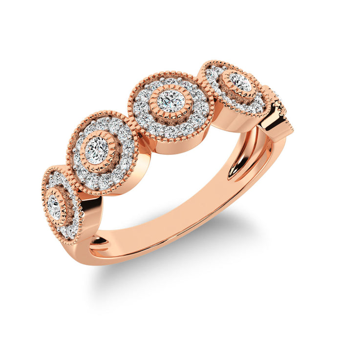 10K Rose Gold 2/5 Ct.Tw. Diamond Fashion Ring With Milgrain Detail