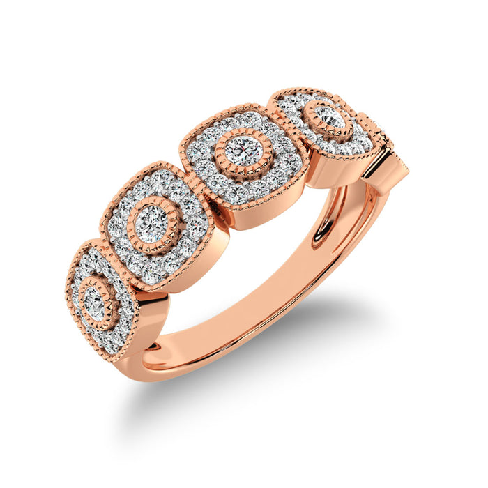 10K Rose Gold 2/5 Ct.Tw. Diamond Fashion Ring With Milgrain Detail