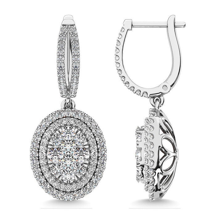 Diamond 2 1/10 Ct.Tw. Oval Shape Dangler Earring in 14K White Gold