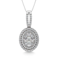 Thumbnail for Diamond 1 3/4 Ct.Tw. Oval Shape Cluster Pendant in 14K White Gold