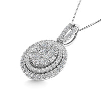 Thumbnail for Diamond 1 3/4 Ct.Tw. Oval Shape Cluster Pendant in 14K White Gold