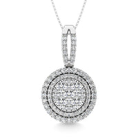 Thumbnail for Diamond 1 3/4 Ct.Tw. Oval Shape Cluster Pendant in 14K White Gold
