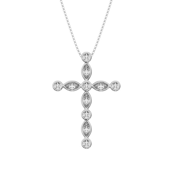 10K White Gold 1/6 Ct.Tw. Diamond Cross Pendant