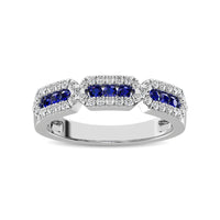Thumbnail for 14K White Gold 5/8 Ct.Tw. Diamond & Blue Sapphire Stackable Band