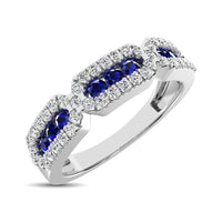 Thumbnail for 14K White Gold 5/8 Ct.Tw. Diamond & Blue Sapphire Stackable Band