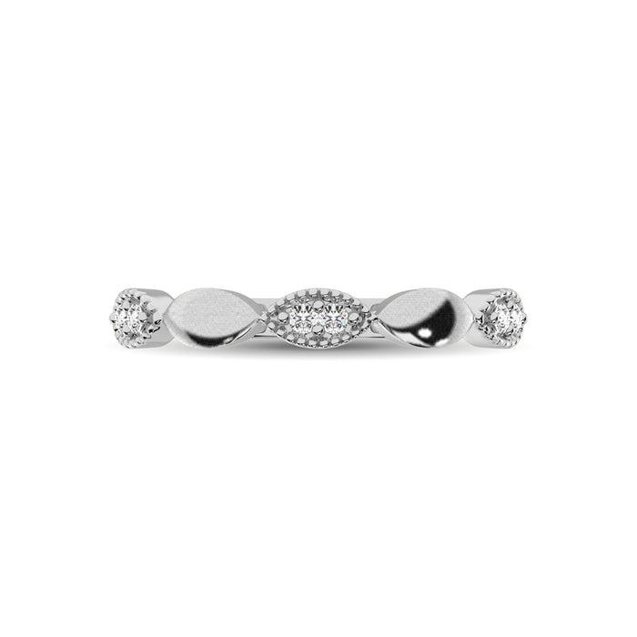 14K White Gold 1/10 Ct.Tw. Diamond Marquise Shape Stackable Band