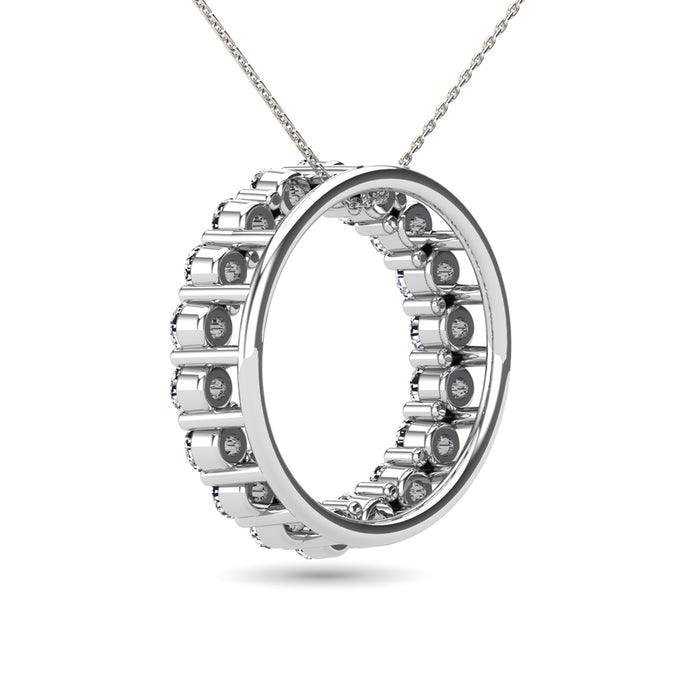 14K White Gold 2/5 Ct.Tw. Diamond Circle Pendant