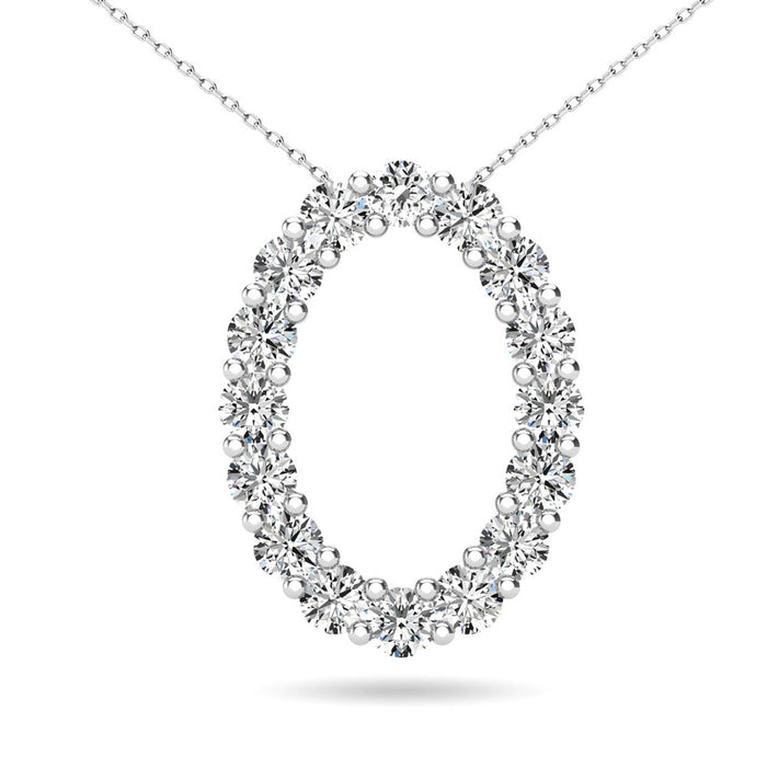 Diamond 3/8 Ct.Tw. Oval Shape Pendant in 14K White Gold