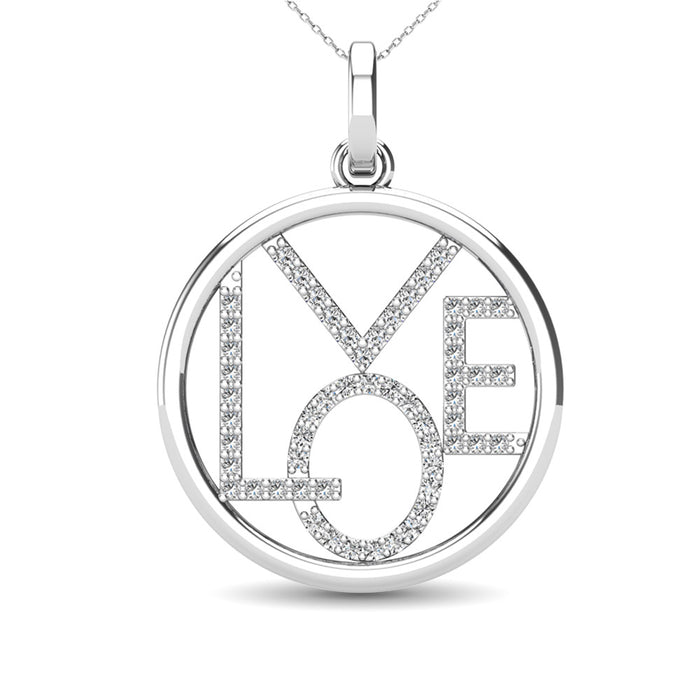 Diamond 1/10 Ct.Tw. LOVE Pendant in 10K White Gold