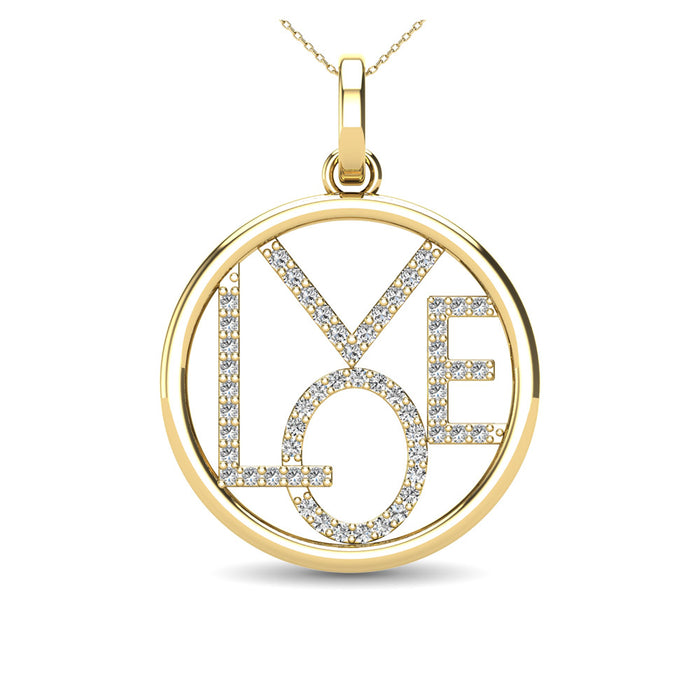 10K Yellow Gold 1/10 Ct.Tw. Diamond Accent LOVE Pendant