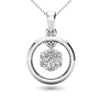 Thumbnail for Diamond 3/8 Ct.Tw. Open Circle Flower Pendant in 10K White Gold
