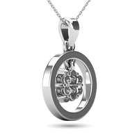 Thumbnail for Diamond 3/8 Ct.Tw. Open Circle Flower Pendant in 10K White Gold
