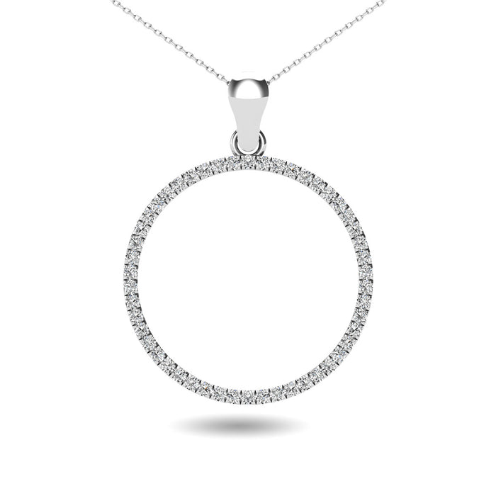 10K White Gold 1/6 Ct.Tw. Diamond Circle Pendant