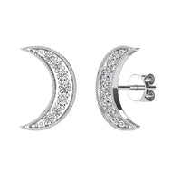Thumbnail for Diamond 1/6 Ct.Tw. Crescent Moon Earrings in 10K White Gold