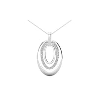 Thumbnail for 14K White Gold 1/5 Ct.Tw. Diamond Oval Frame Pendant