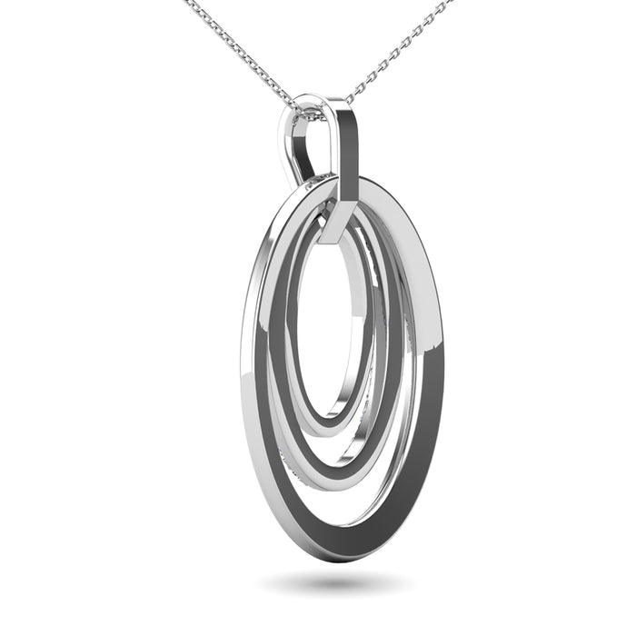 14K White Gold 1/5 Ct.Tw. Diamond Oval Frame Pendant