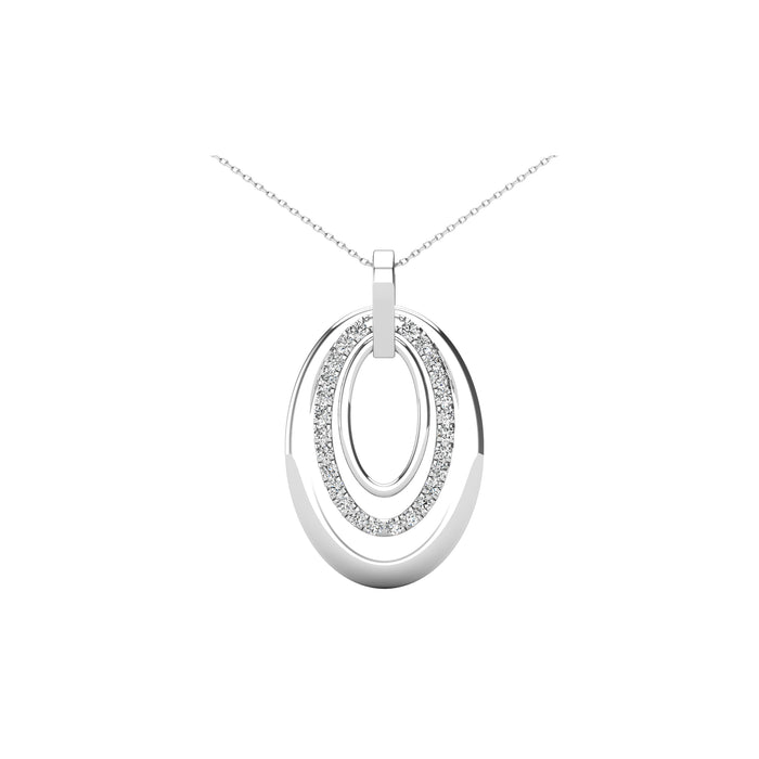 14K White Gold 1/5 Ct.Tw. Diamond Oval Frame Pendant