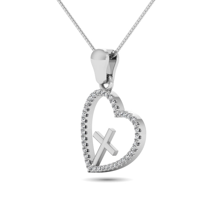 14K White Gold 1/5 Ct.Tw. Diamond Cross Pendant