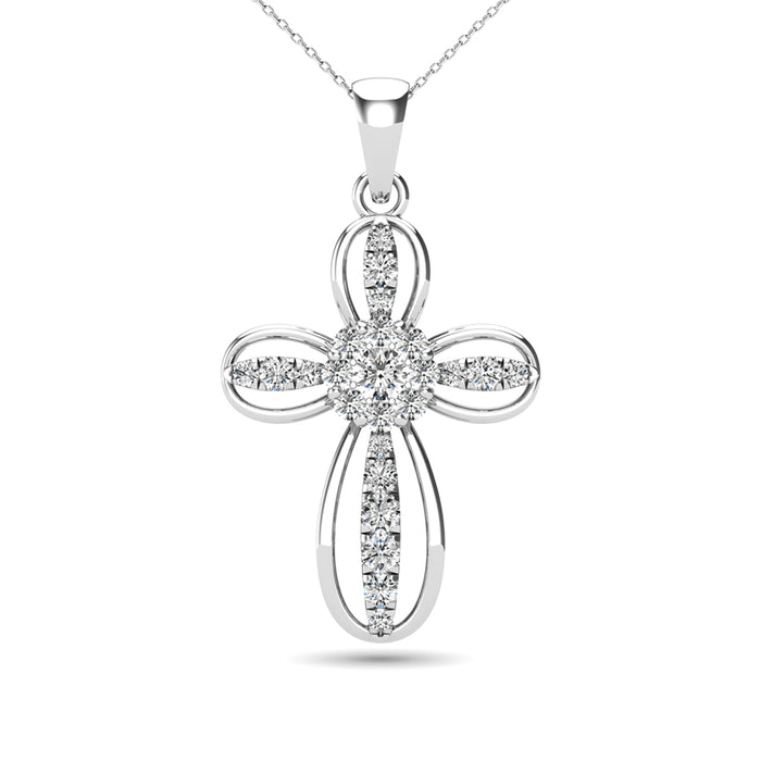 Diamond 1/5 Ct.Tw. Cross Pendant in 14K White Gold