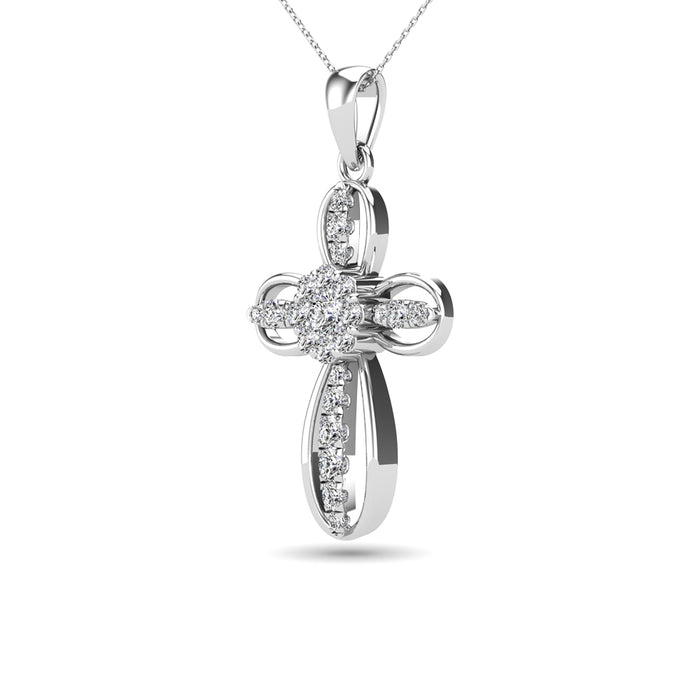 Diamond 1/5 Ct.Tw. Cross Pendant in 14K White Gold