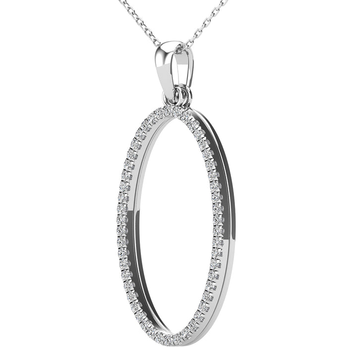 Diamond 1/5 Ct.Tw Oval Shape Pendant in 10K White Gold