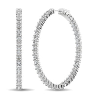 Thumbnail for 14K White Gold Diamond 2 2/5 Ct.Tw. In and Out Hoop Earrings