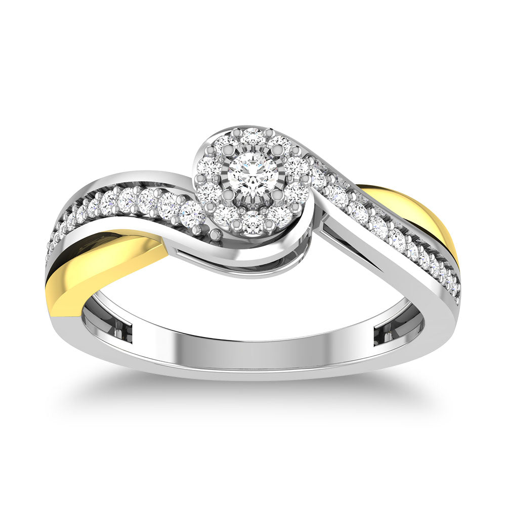 10K Two Tone 1/4 Ct.Tw. Diamond Twisted Ring