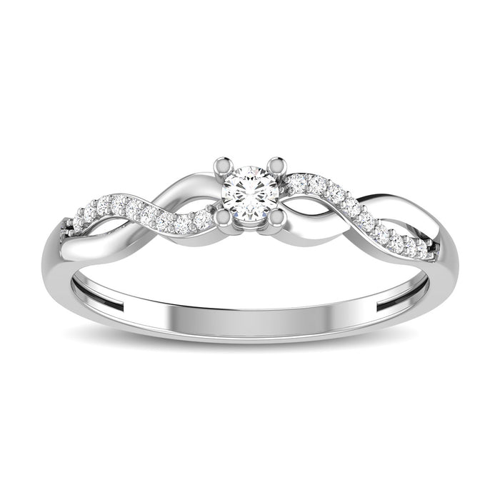 10K White Gold 1/6 Ct.Tw. Diamond Twist Ring