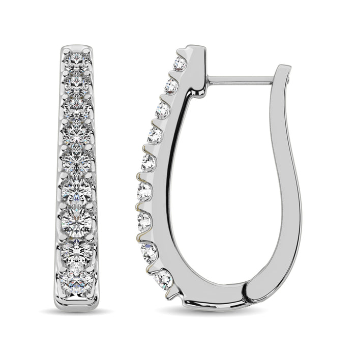 10K White Gold Diamond 1 Ct.Tw. Classic Hoop Earrings