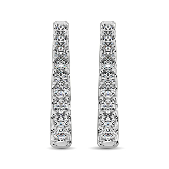 10K White Gold Diamond 1 Ct.Tw. Classic Hoop Earrings