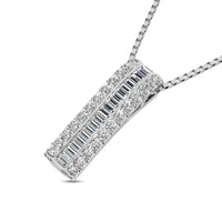 Thumbnail for 14K White Gold Round and Baguette Diamond 1/3 Ct.Tw. Drop Bar Pendant