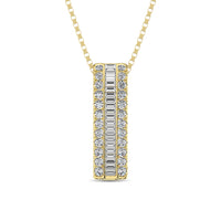 Thumbnail for 14K Yellow Gold Round and Baguette Diamond 1/3 Ct.Tw. Drop Bar Pendant