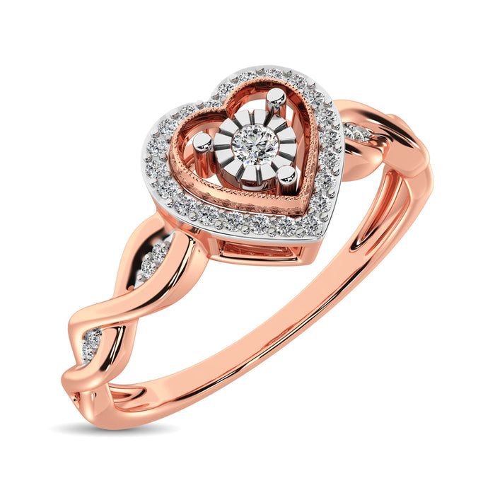 10K Rose Gold Diamond 1/10 Ct.Tw. Heart Ring