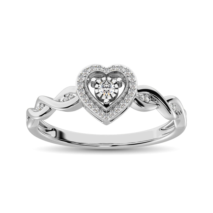 10K White Gold Diamond 1/10 Ct.Tw. Heart Ring