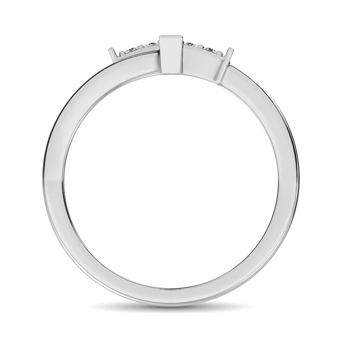 10K White Gold Diamond 1/8 Ct.Tw. Cross Ring